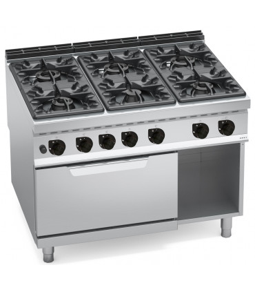 Gas range 6 burners 3,5 to 12kW on gas oven 7,8kW BERTO'S G9F6+FG