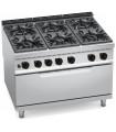 Gas range 6 burners 3,5 to 12kW on big gas oven 12kW BERTO'S G9F6+T